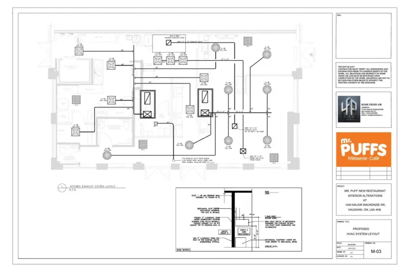 Sheet M-03, HVAC duct layout